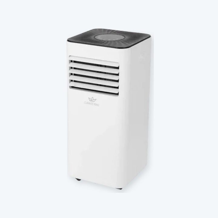 Climate King A010G mobiele airco voor koelen en verwarmen, schuin vooraanzicht