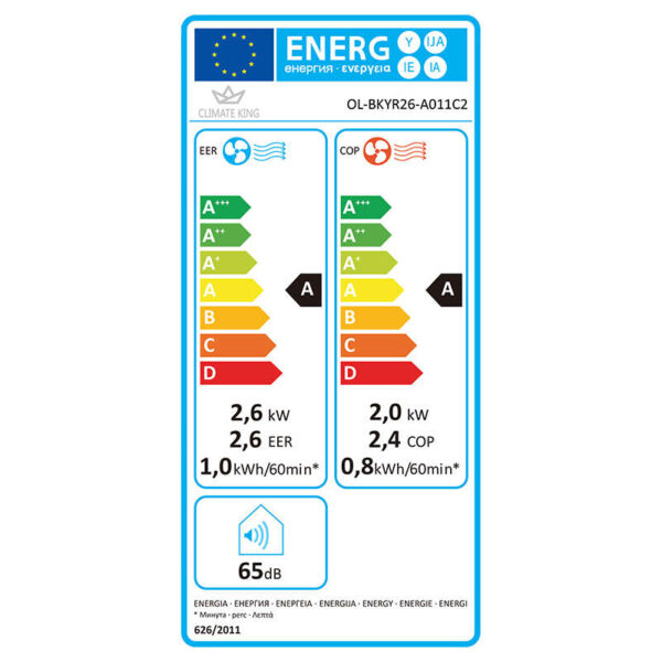 Climate King A011C2 Mobiele airco voor koelen & verwarmen [2,6KW]
